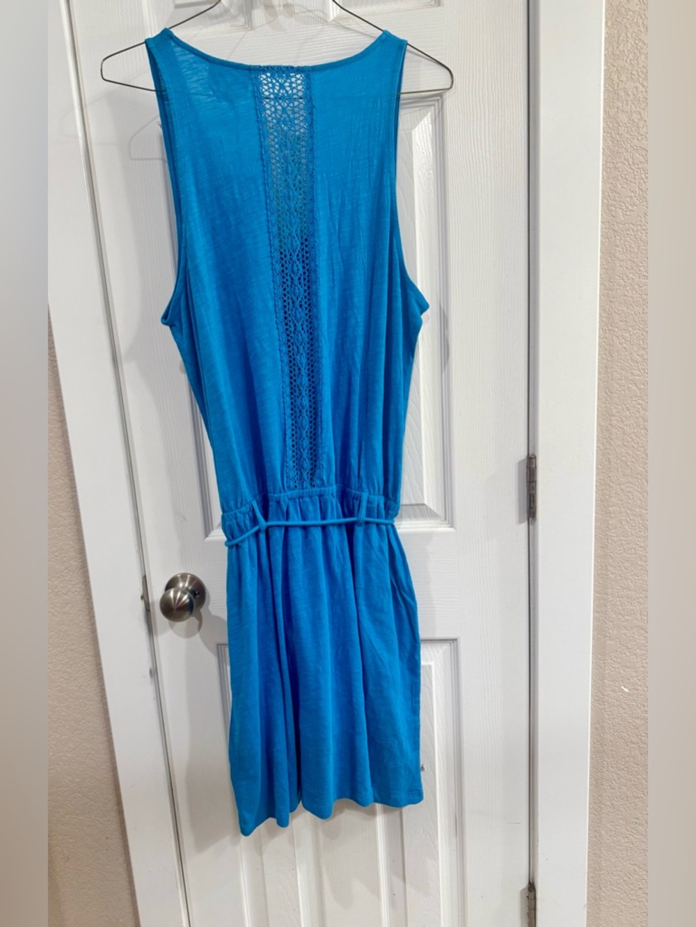 Women's Blue Sleeveless mini Dress - Picture 8 of 10